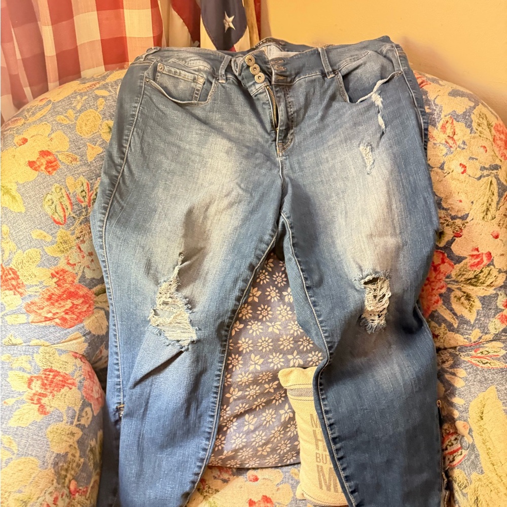 Torrid Distressed Light Blue Skinny Jeans